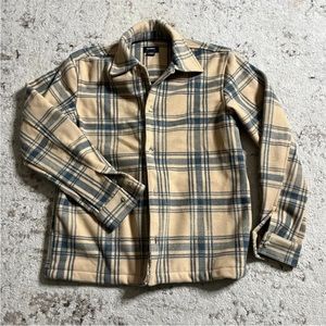 Pull & Bear Overshirt Jacket Mens Beige Flannel Shacket Small